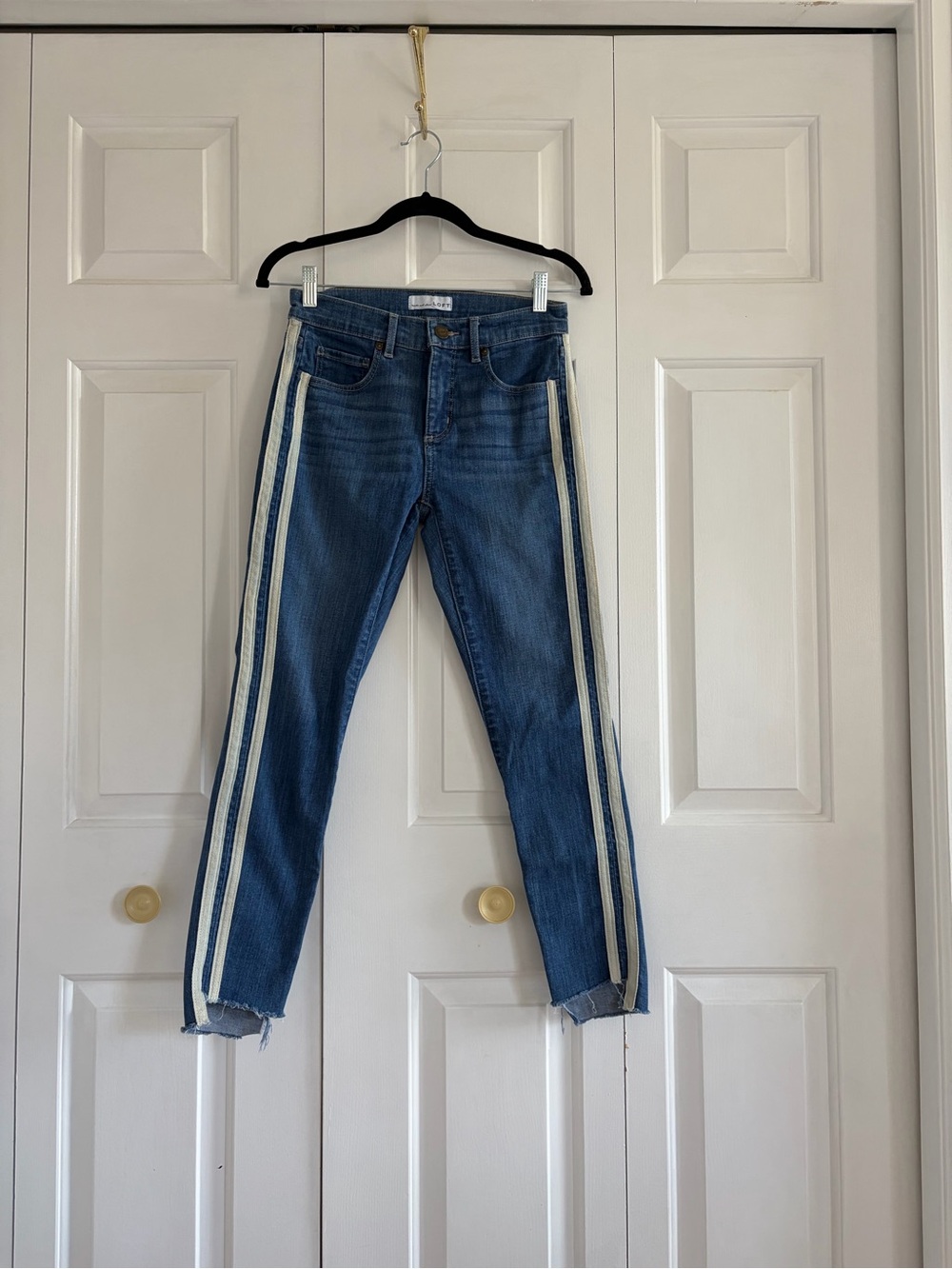 LOFT Made and Loved Blue Skinny Jeans with White Side Stripes